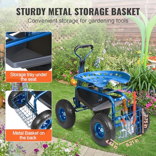 VEVOR garden cart extendable steering handle for easy control and steering across yards.
