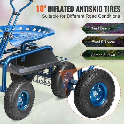 VEVOR garden cart large storage basket keeps tools within reach.