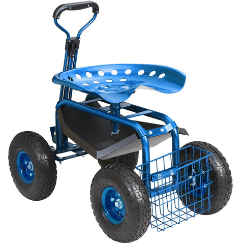 VEVOR garden cart blue finish increases visibility and outdoor appeal.