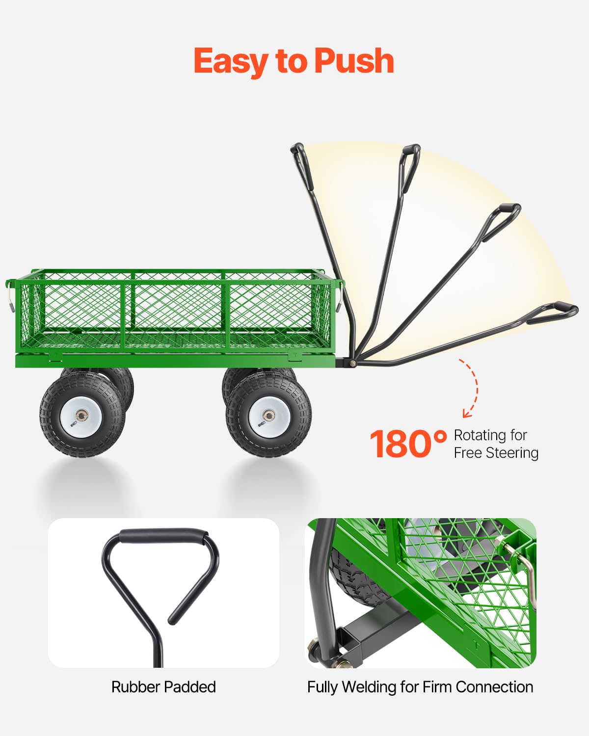 VEVOR garden cart with removable mesh sides for flexible loading