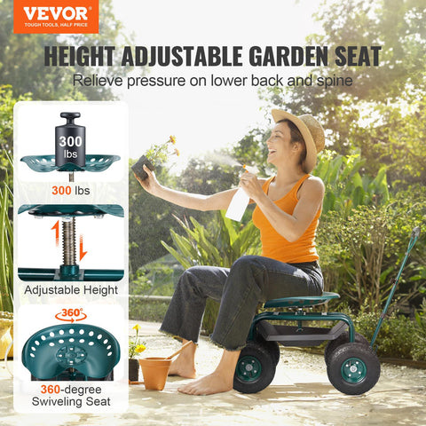 VEVOR Garden Cart steering handle extended for easy maneuvering