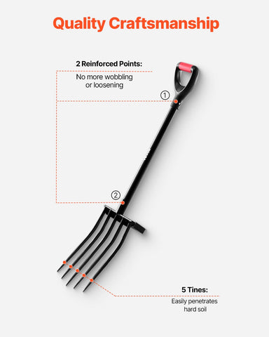 VEVOR garden fork 41-inch length enables easy handling for taller users