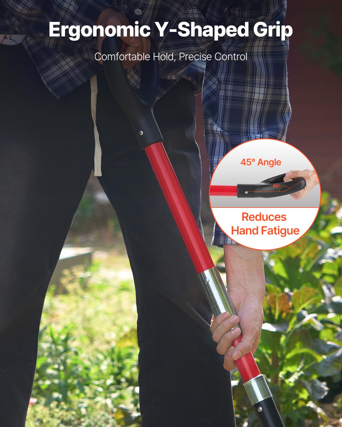 VEVOR garden fork 45-inch length offers comfortable posture for standing work