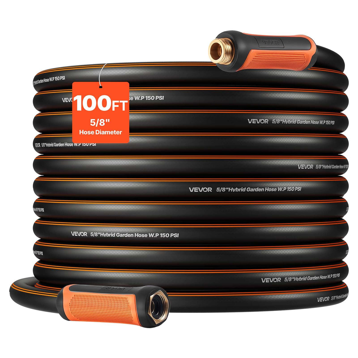 VEVOR Garden Hose 100 ft four-layer construction for durability and long life.