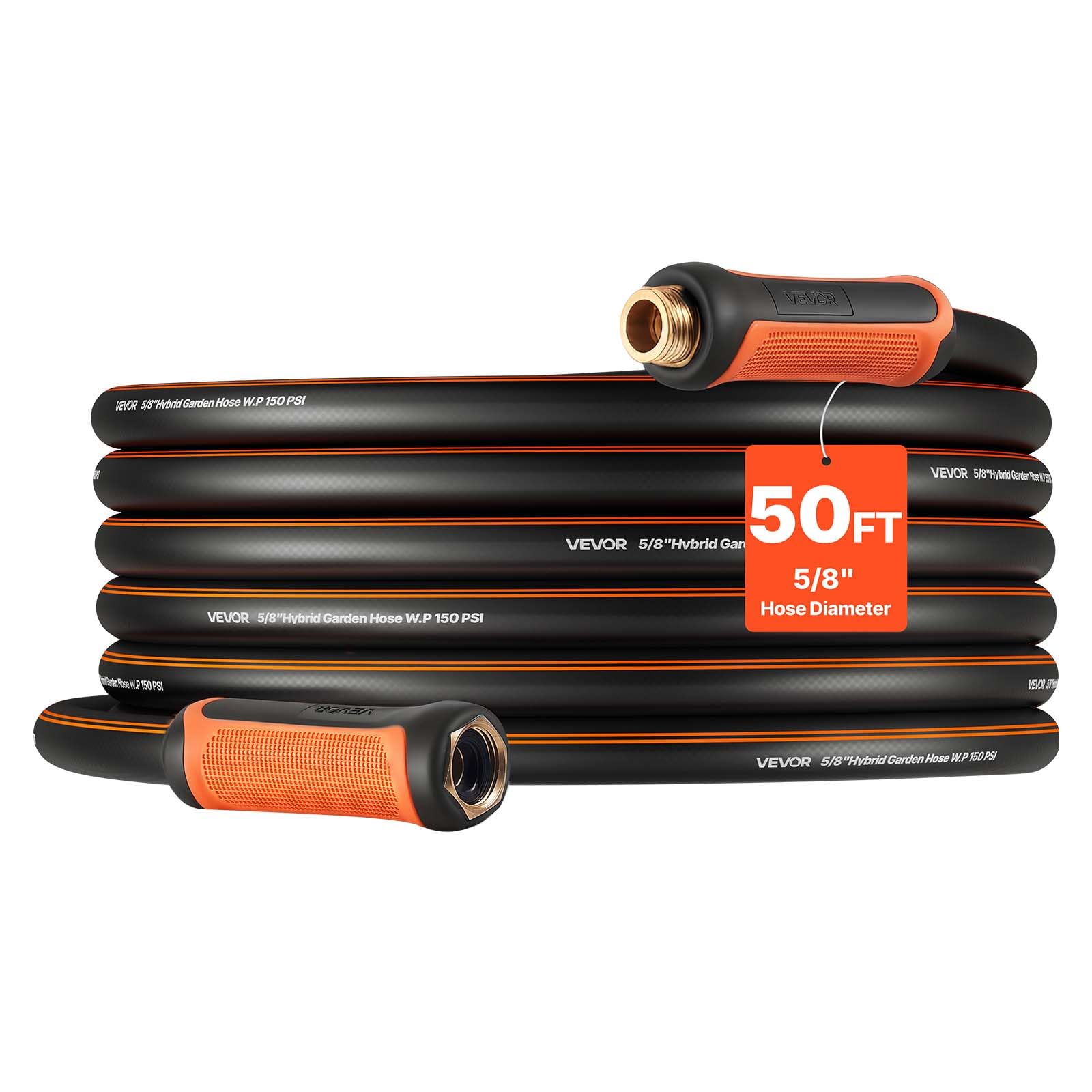 VEVOR garden hose 50ft four-layer rubber for durable watering and cleaning