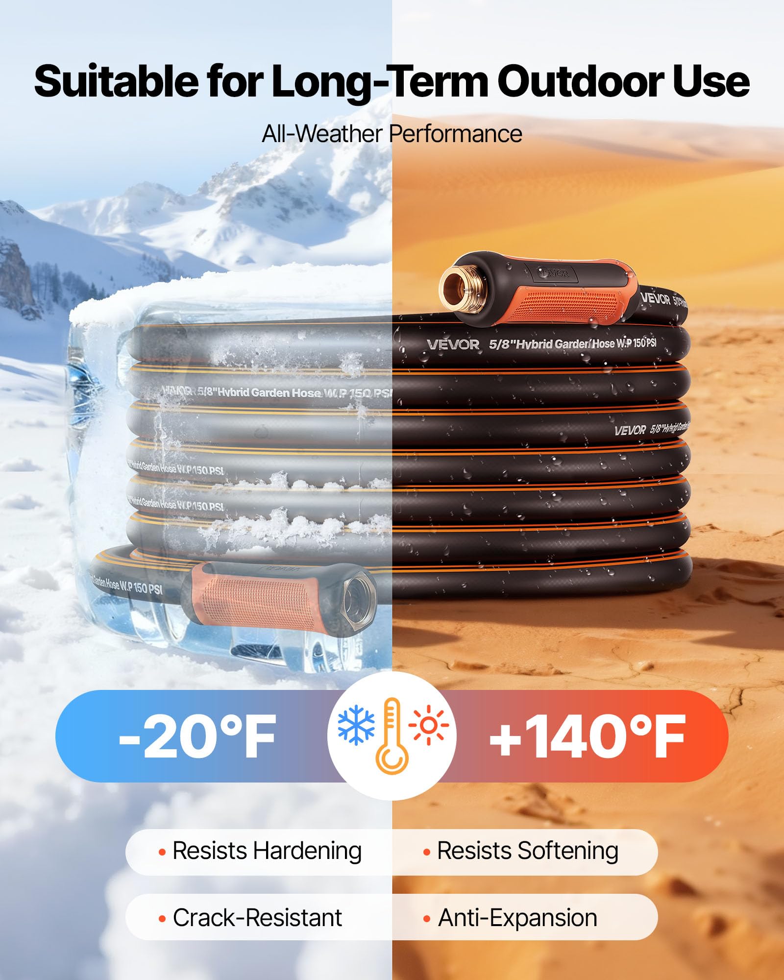 VEVOR adjustable spray nozzle supports efficient watering and cleaning.