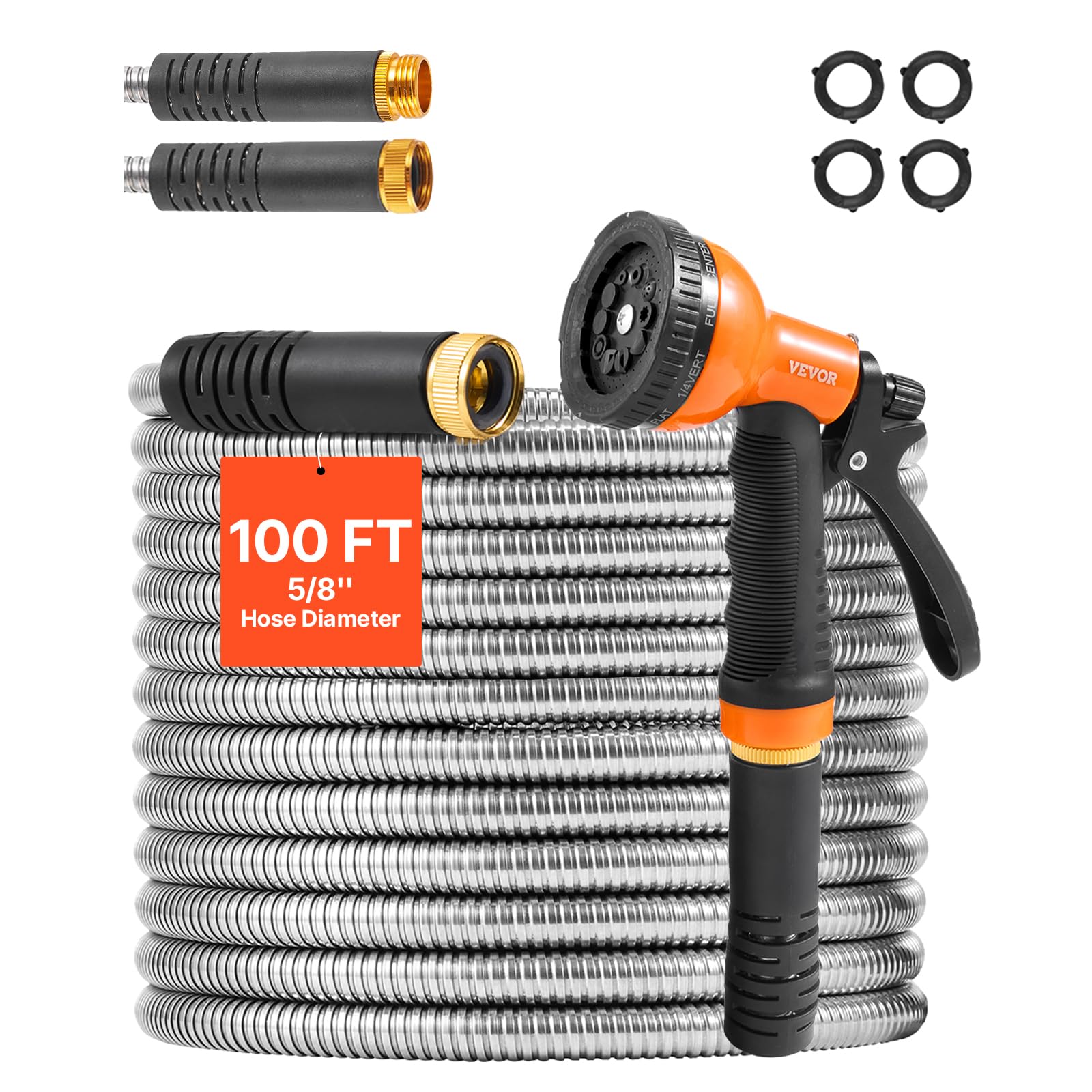 VEVOR garden hose metal 100ft assembled for durable outdoor watering