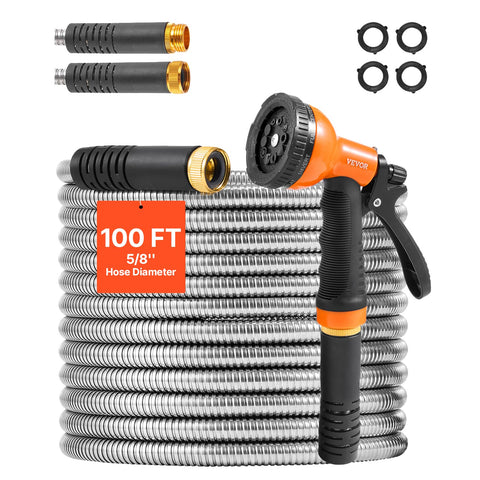VEVOR garden hose metal 100ft assembled for durable outdoor watering