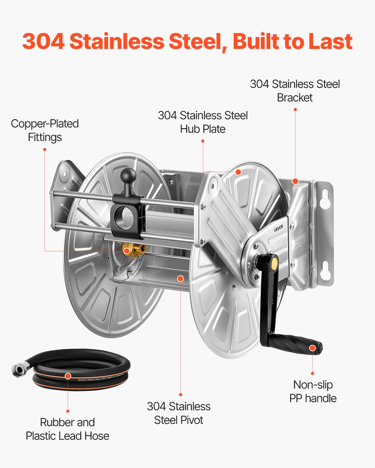 VEVOR leader hose included for immediate connection to water supply