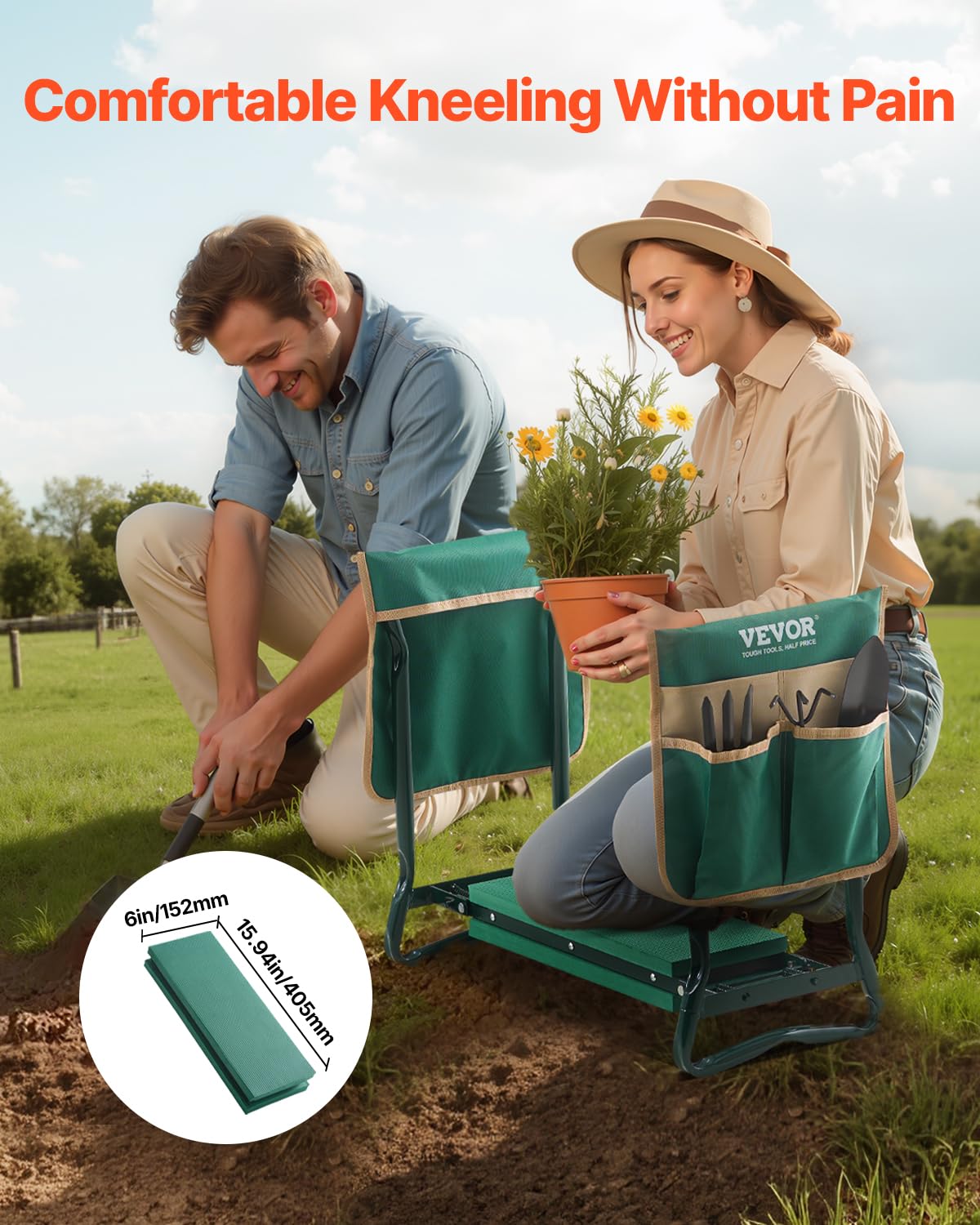 VEVOR Garden Kneeler 330-lb-capacity offers sturdy support.