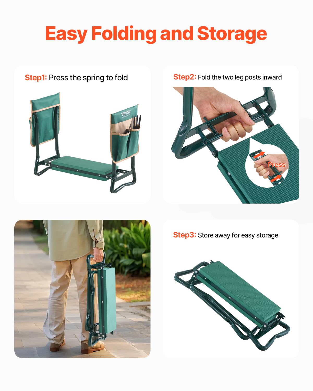 VEVOR Garden Kneeler lightweight-portable design for easy carrying.