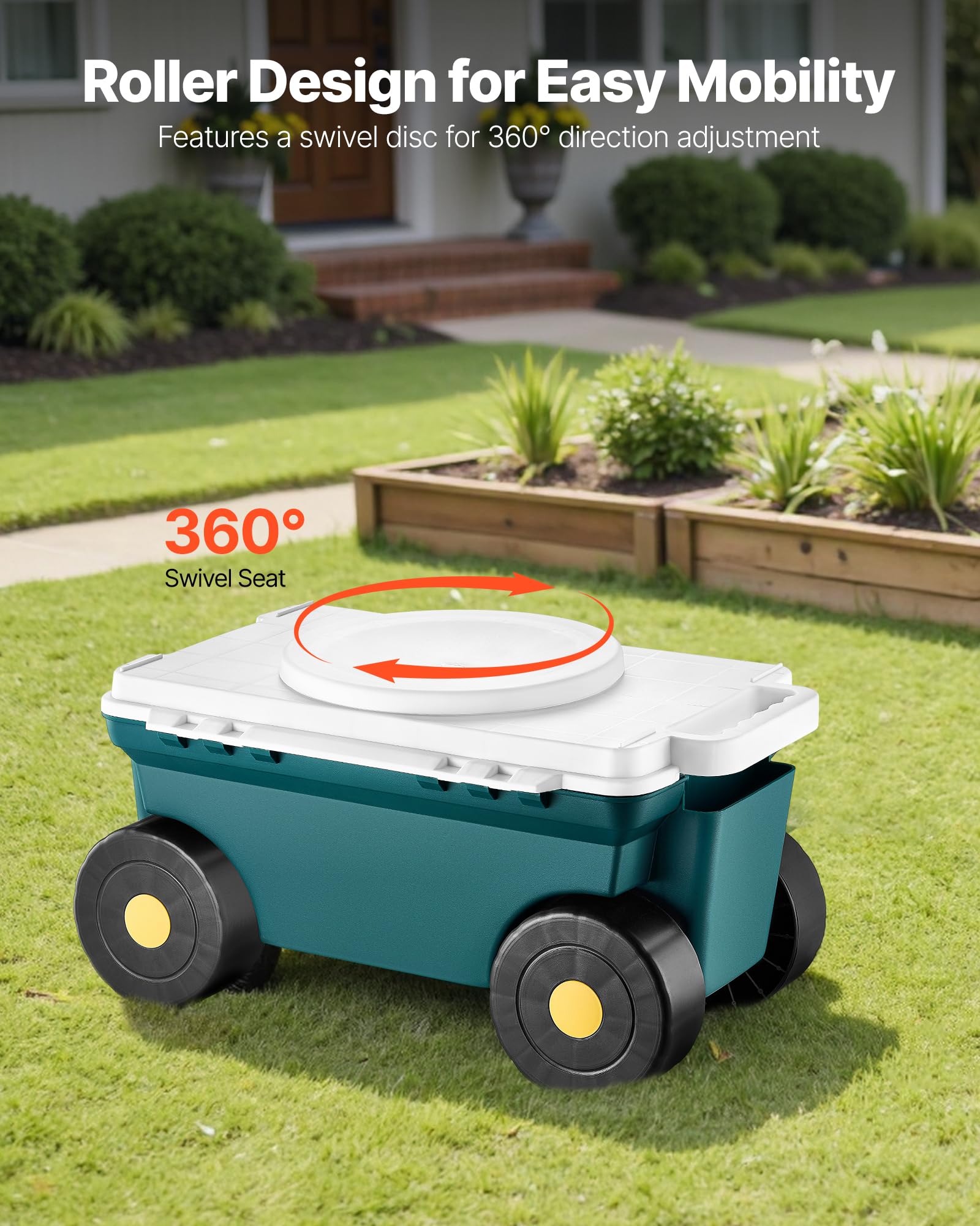 VEVOR Garden Scooter wheels: smooth movement across lawn and yard.