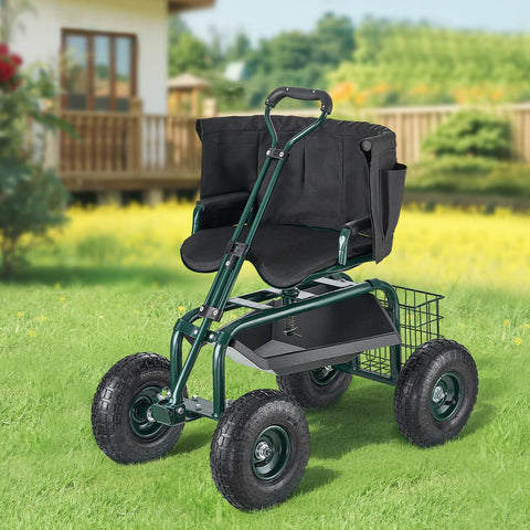 VEVOR ergonomic backrest on rolling garden seat for added support