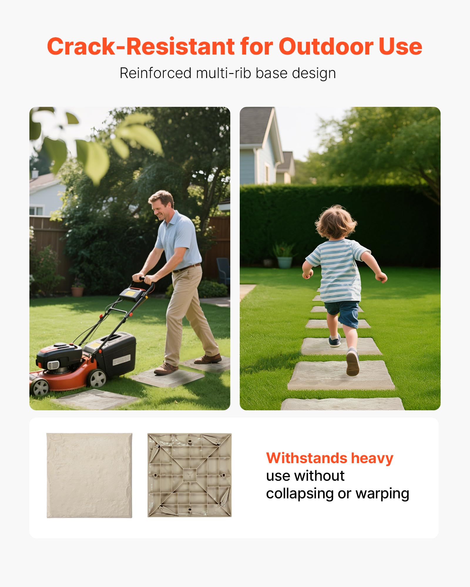 VEVOR beige stone-look stepping stone blends with landscape while staying cool in sun