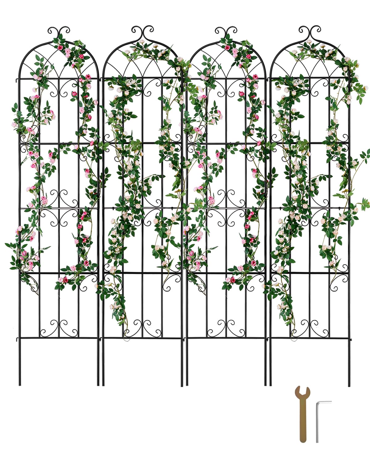 VEVOR garden trellis 87x20 in assembly highlights sturdy support for climbing plants.