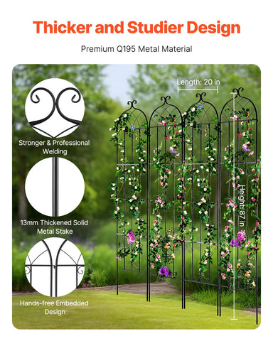 VEVOR garden trellis rose support offers elegant, rustproof framing for vibrant blooms.