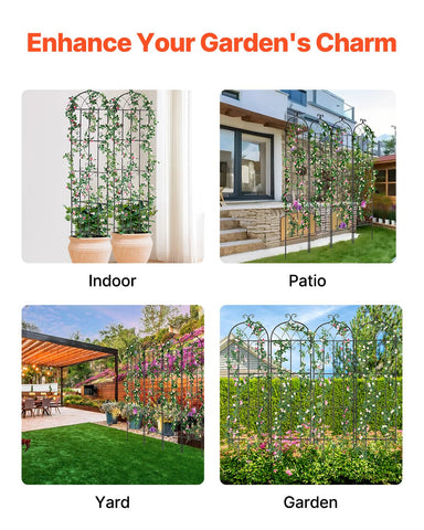 VEVOR garden trellis rustproof-coating protects outdoor display from corrosion.