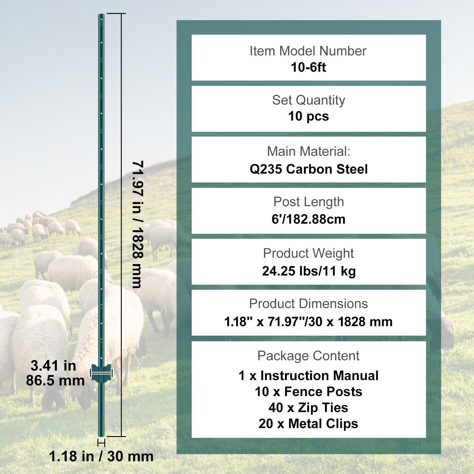 VEVOR fence posts in garden yard setting for outdoor use.