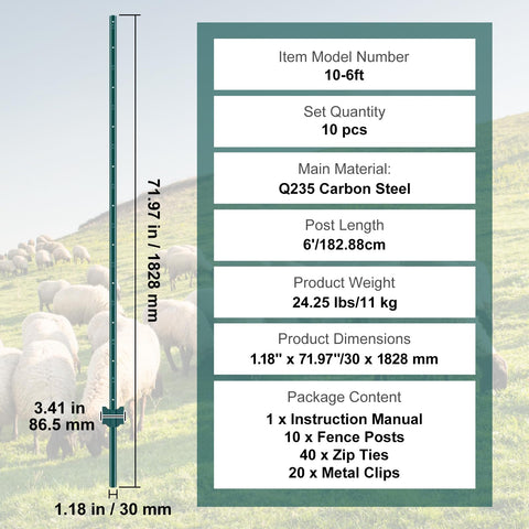 VEVOR fence posts in garden yard setting for outdoor use.