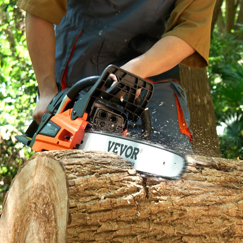 430 mm/16.93 inch cutting diameter reference on VEVOR chainsaw for versatility
