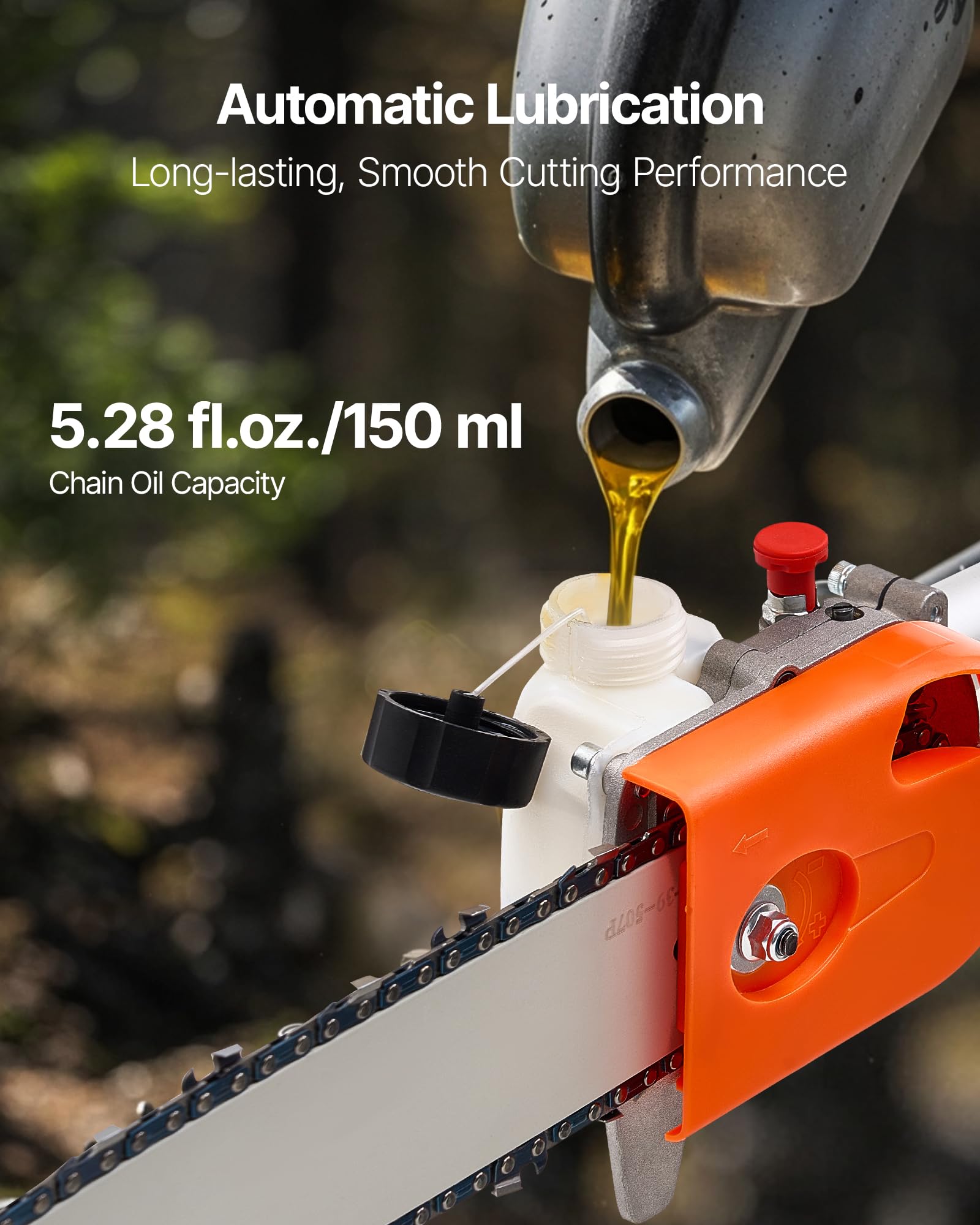 VEVOR gas pole saw lightweight 22 lb design with shoulder strap reduces fatigue.