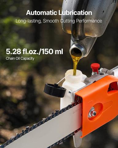 VEVOR gas pole saw lightweight 22 lb design with shoulder strap reduces fatigue.