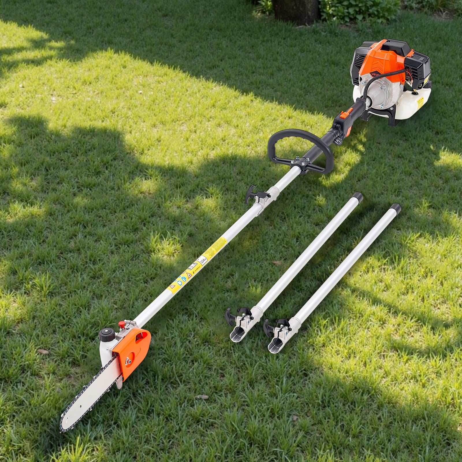 VEVOR gas pole saw includes accessories and manual for easy assembly and setup.