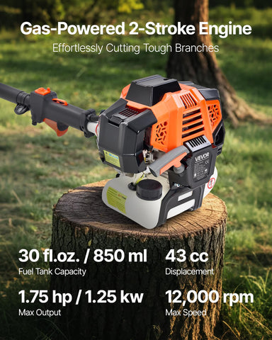 VEVOR gas pole saw rotatable head for versatile pruning angles.