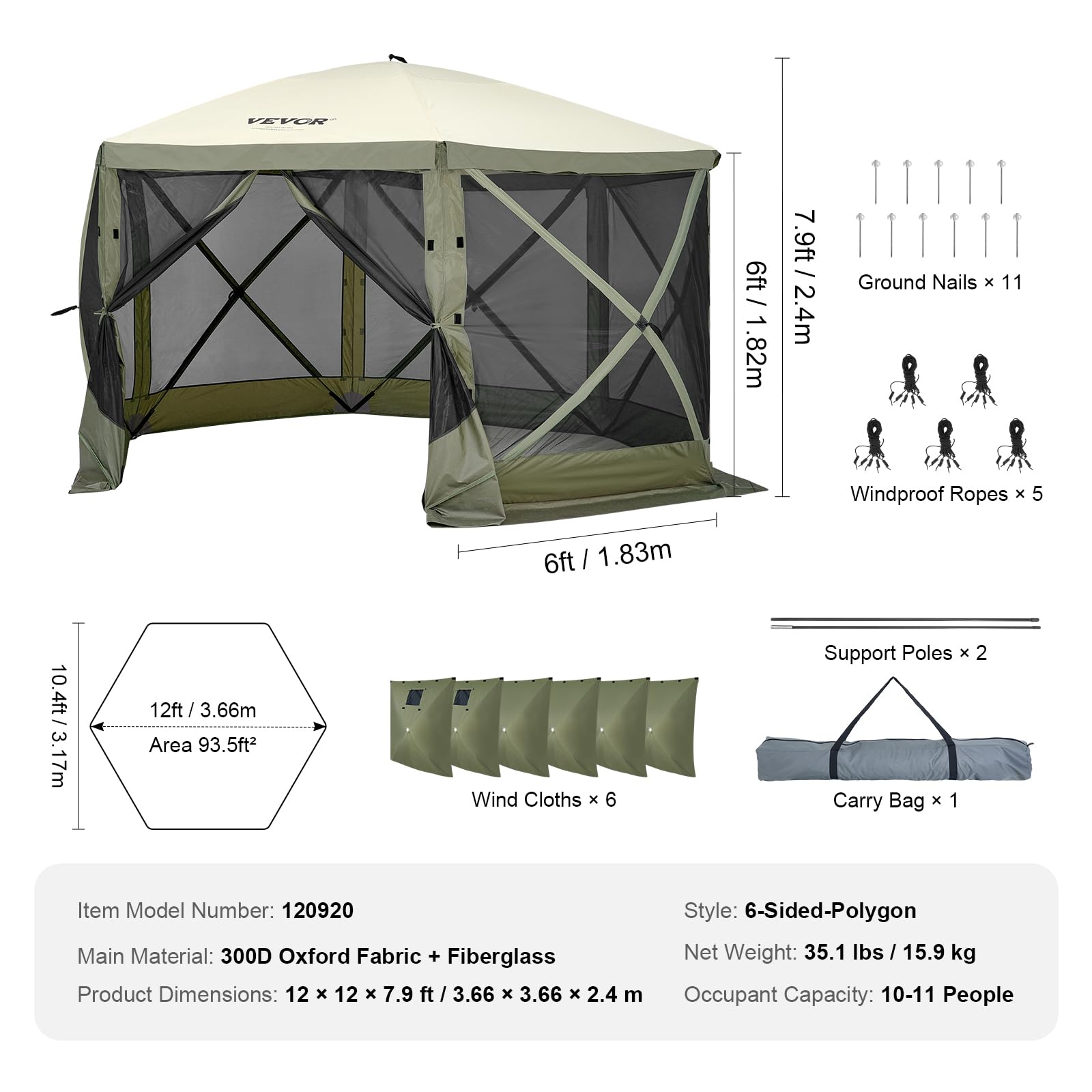 VEVOR gazebo with two mesh windows for airflow and shelter