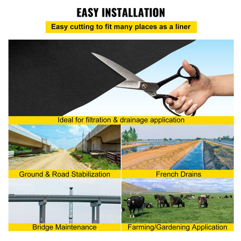 VEVOR geotextile landscape tensile strength 350N ensures durable ground cover.