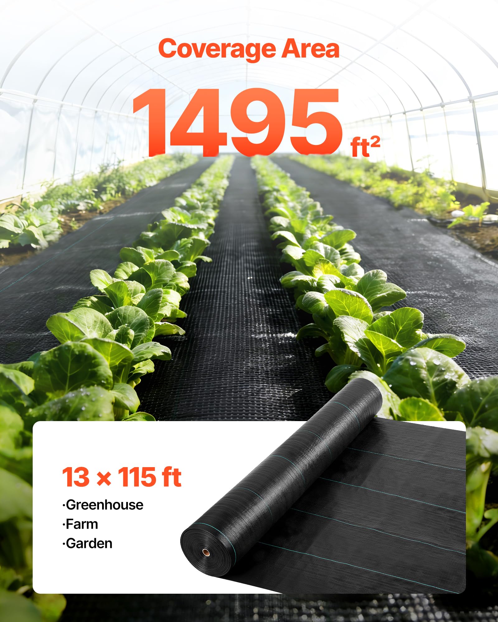 VEVOR geotextile weave garden fabric promotes airflow and water movement to plant roots.
