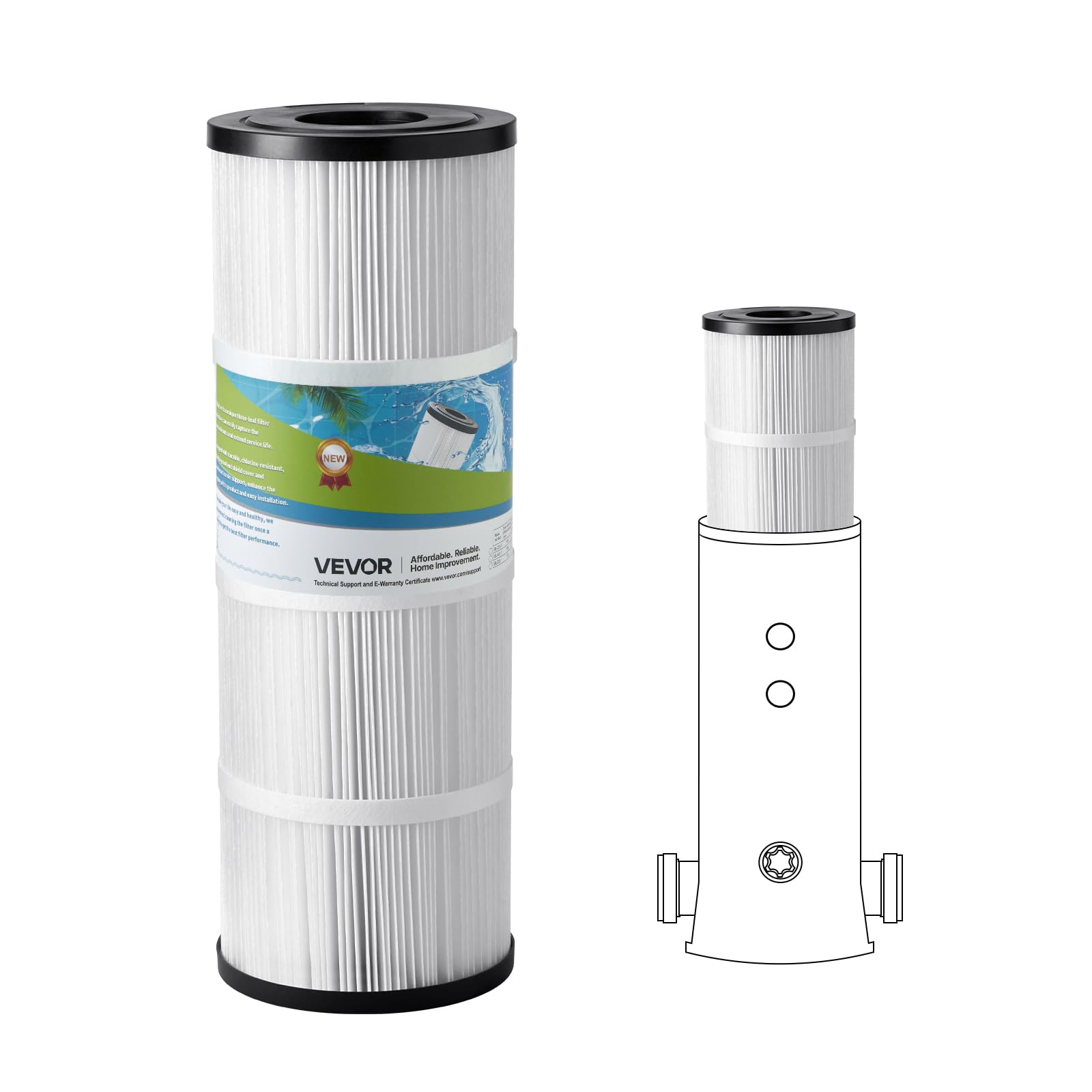 VEVOR GL-50-1 filter body closeup for 50 sq ft systems with easy installation