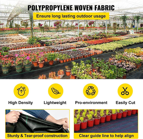 DIY installation frame of VEVOR ground-cover showing easy sizing with scissors.