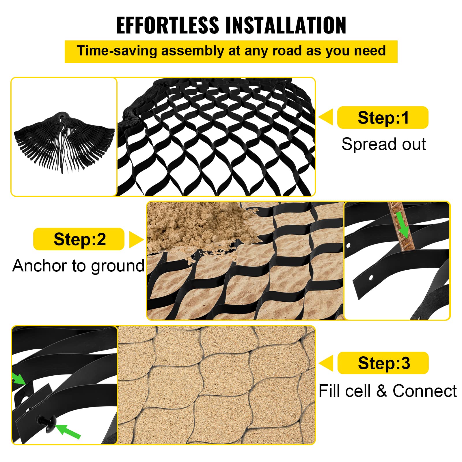 Driveway installation showing grid supporting light vehicle traffic.