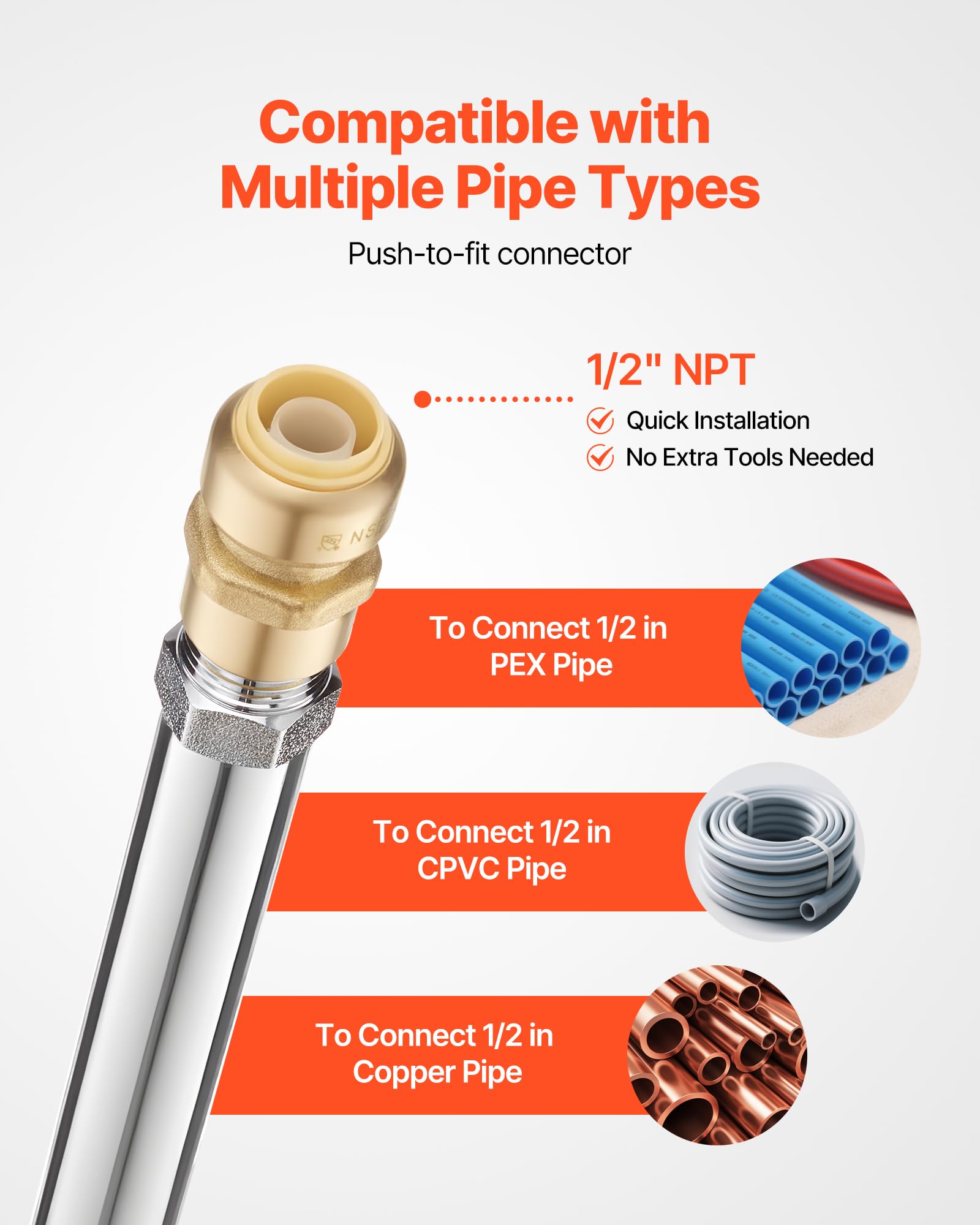 VEVOR heavy-duty cast iron handle with brass connectors endure weather