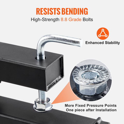 VEVOR heavy-duty pallet forks bolts and screws close-up with reinforced hardware
