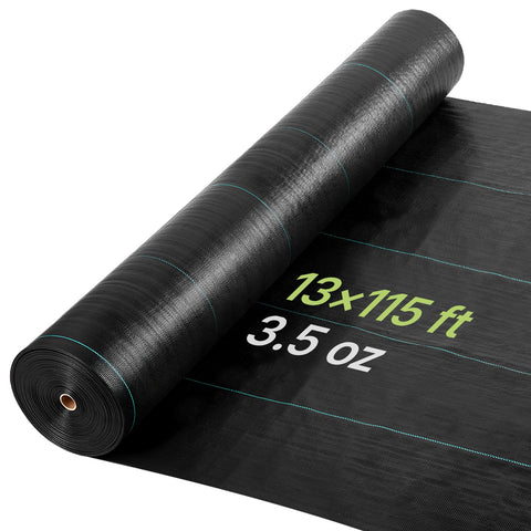 VEVOR heavy-duty weed barrier fabric 13x115ft blocks sunlight and reduces weed growth for neat beds.