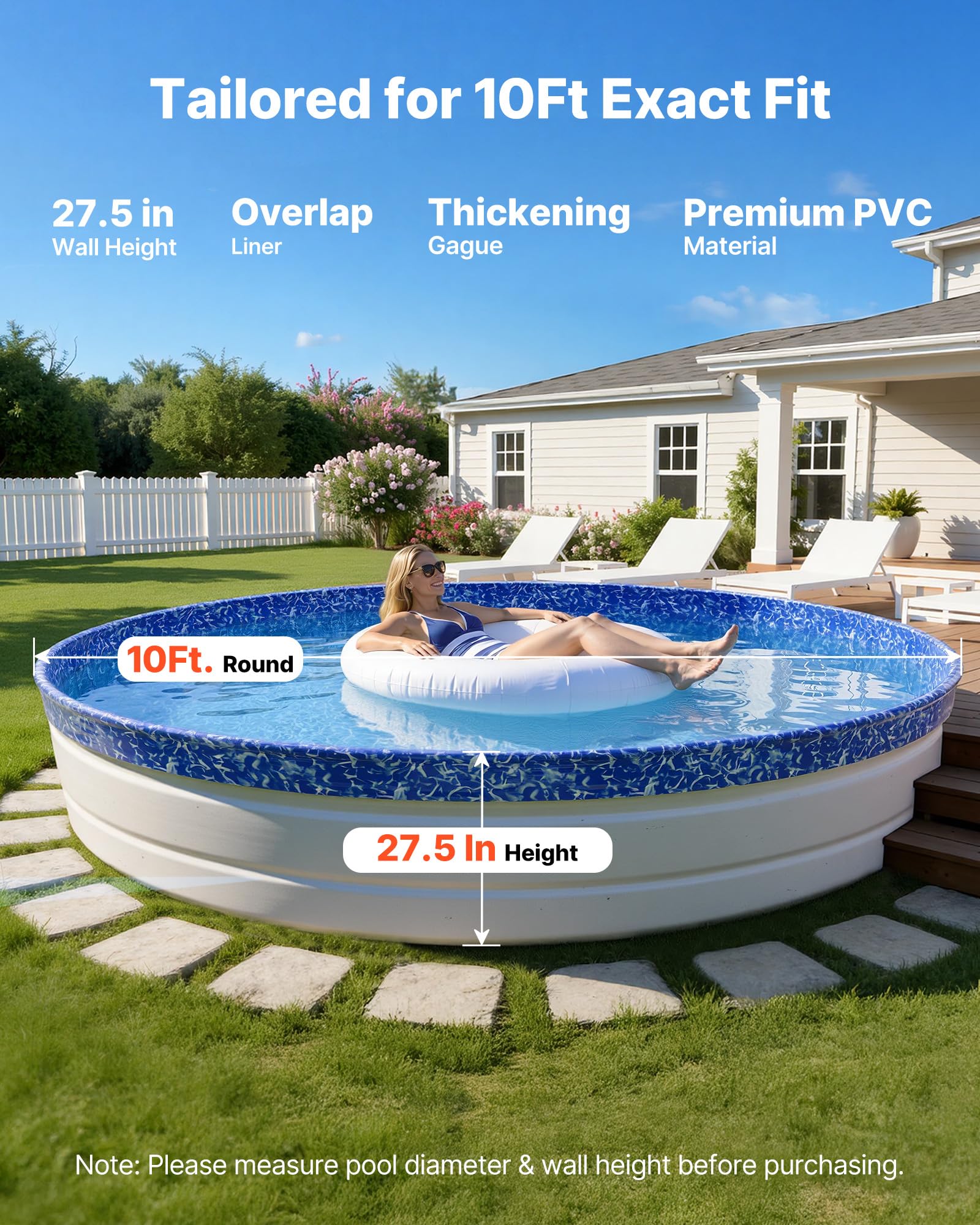 VEVOR 30 mil vinyl liner emphasizes heavy-gauge durability for long-season use