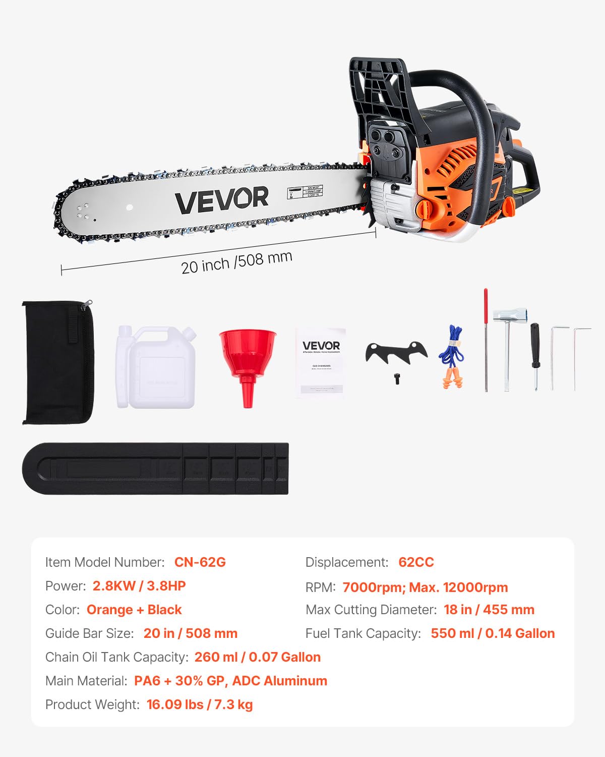 VEVOR heavy log cutting scene showing deep cuts.