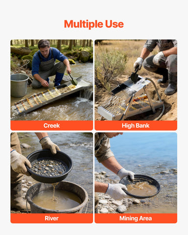 VEVOR Highbanker miner's moss and carpet enhance fine gold capture.