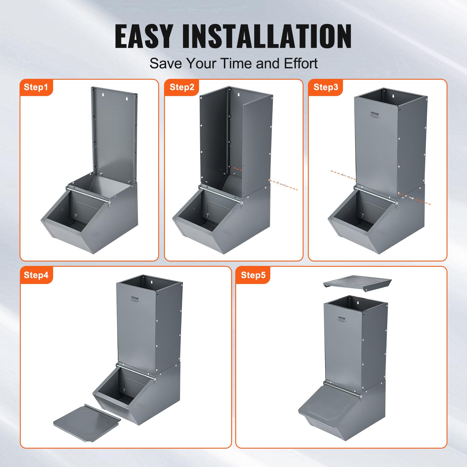 VEVOR hog feeder galvanized steel surface highlights durability