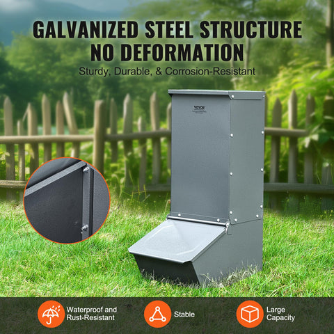 VEVOR hog feeder sturdy metal door keeps feed dry and secure