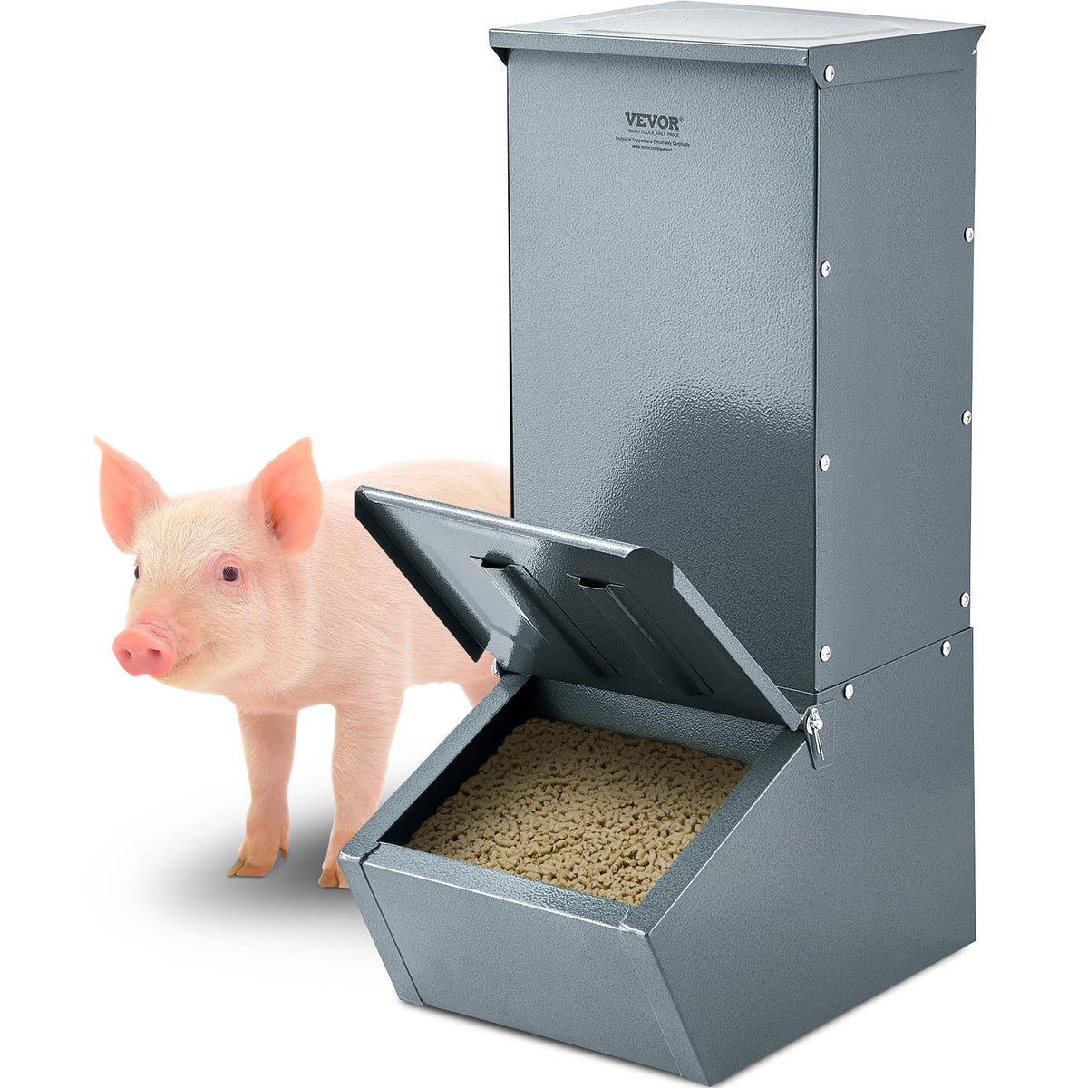 VEVOR hog feeder front view with two-point-two bushels capacity for five pigs