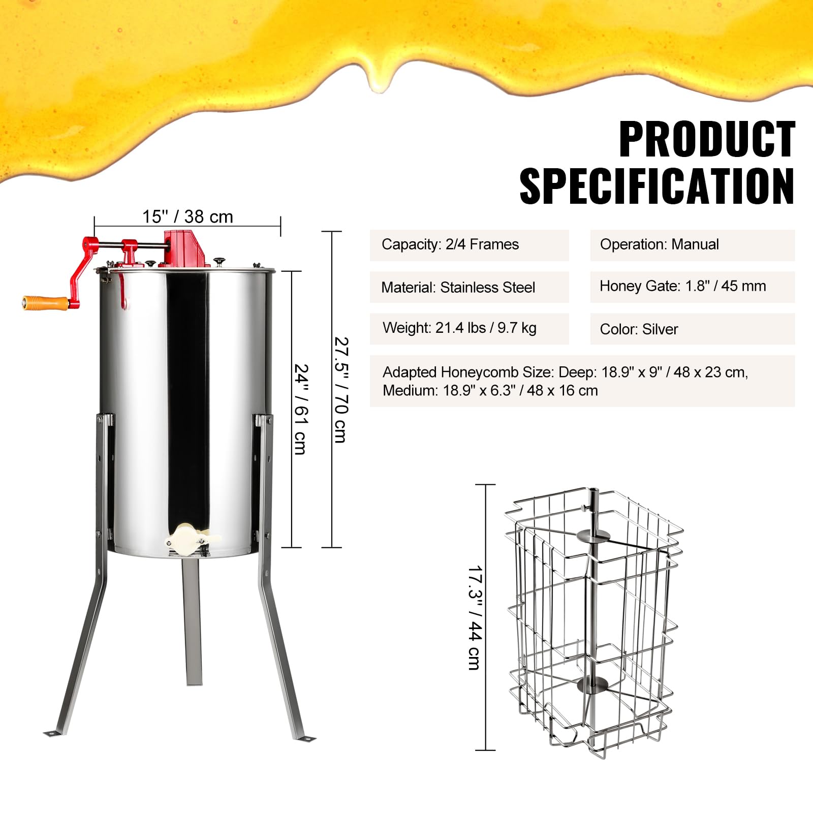 VEVOR honey extractor height adjustable stand for comfortable work height