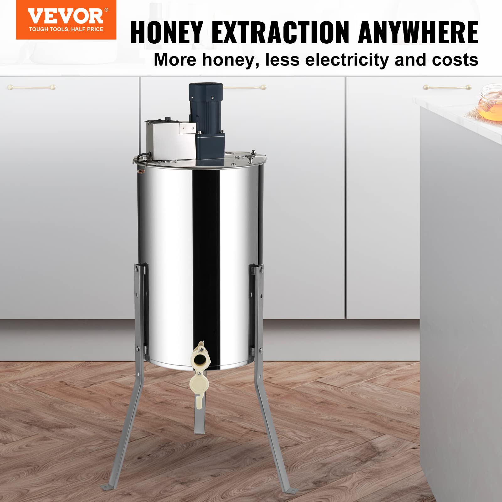 VEVOR honey extractor transparent lid for easy monitoring during extraction