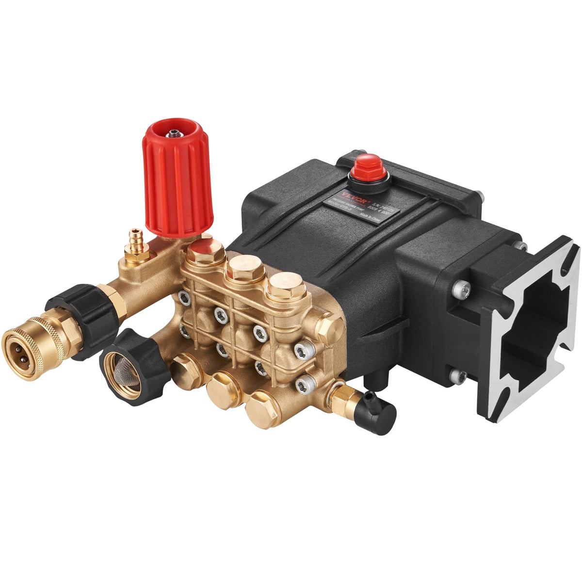 VEVOR horizontal triplex pump front view showcases durable high-pressure performance.
