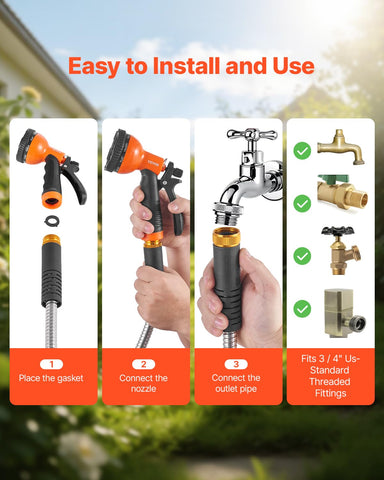 VEVOR compatible with standard three-quarter-inch faucets for versatile connections.