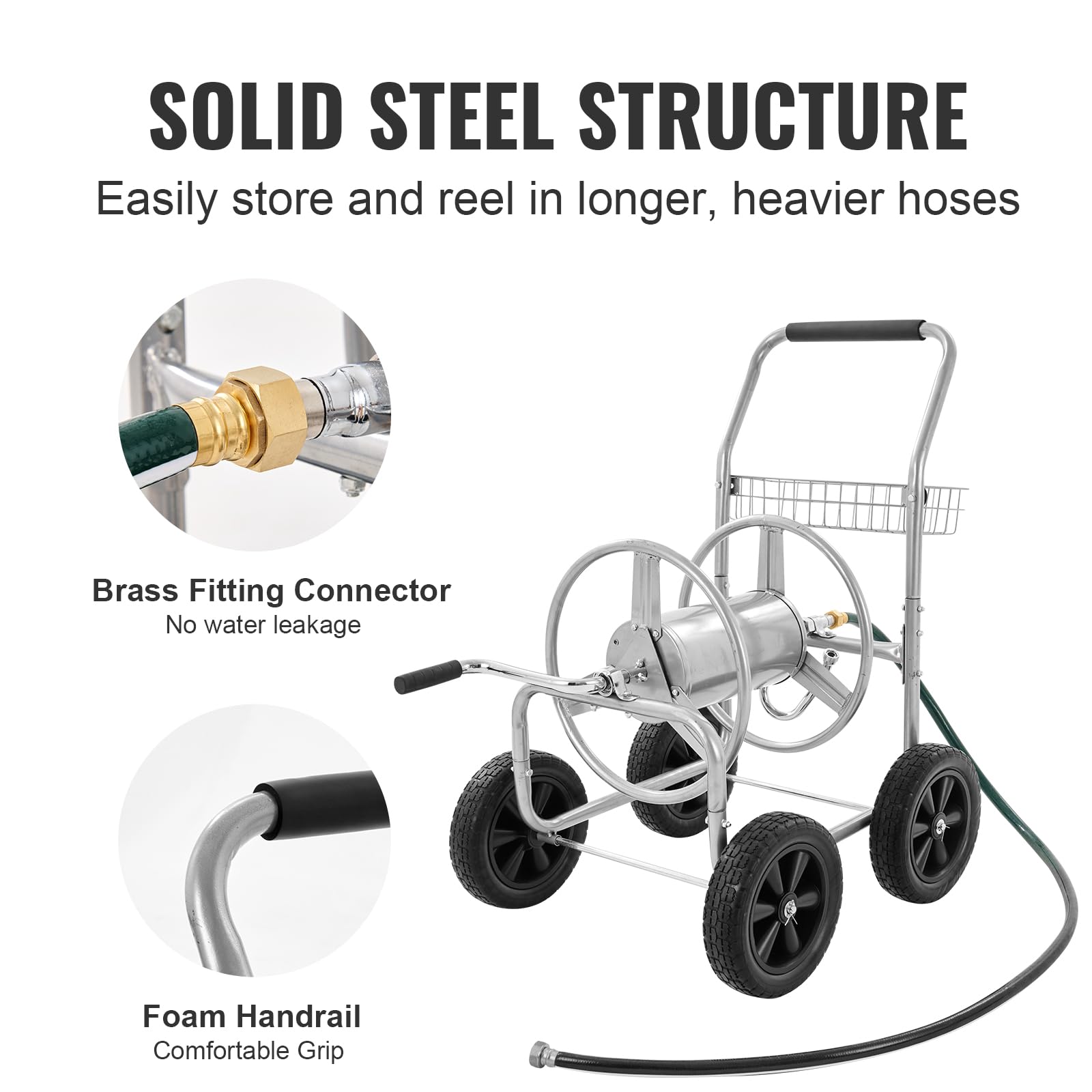 VEVOR non-slip handle makes winding the hose smoothly after watering.
