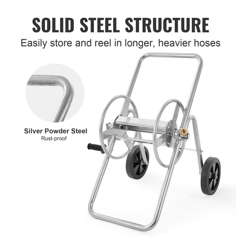 VEVOR hose reel cart brass fittings indicate leak-free connections during irrigation.