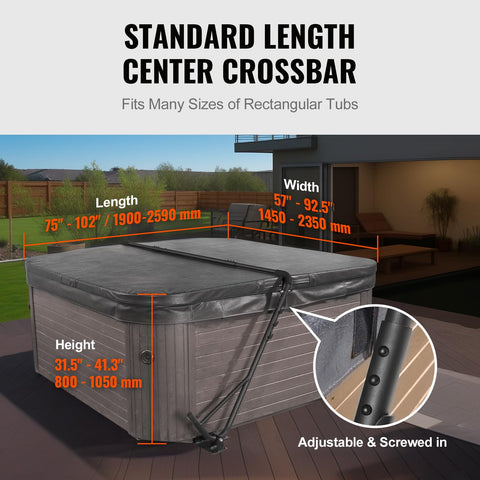 VEVOR hot tub cover lift adjustment range demonstrates versatility for different tubs